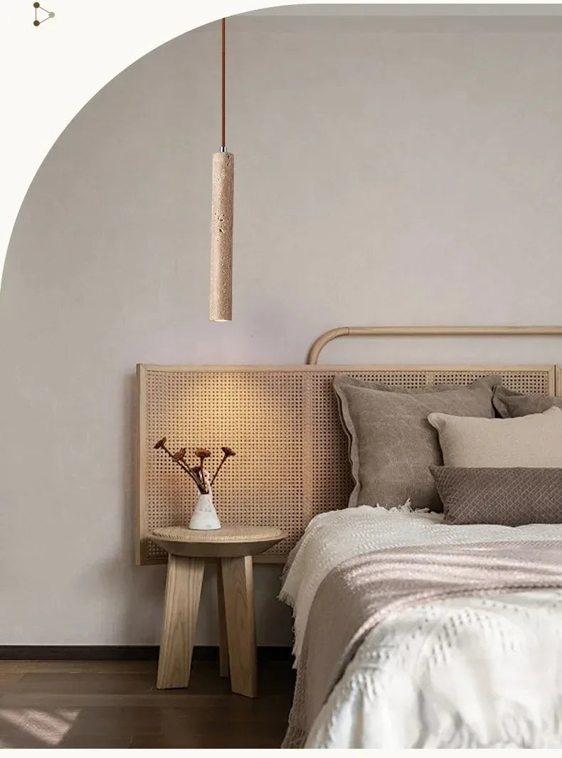 Japandi LED Pendant Lamp Wood Tube Japan Style Bedroom Light - Tophatter Daily Deals