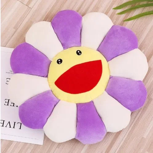 Japan Sunflower Face Plush Seat Cushion Rainbow Flower Purple Flowers - Tophatter Daily Deals