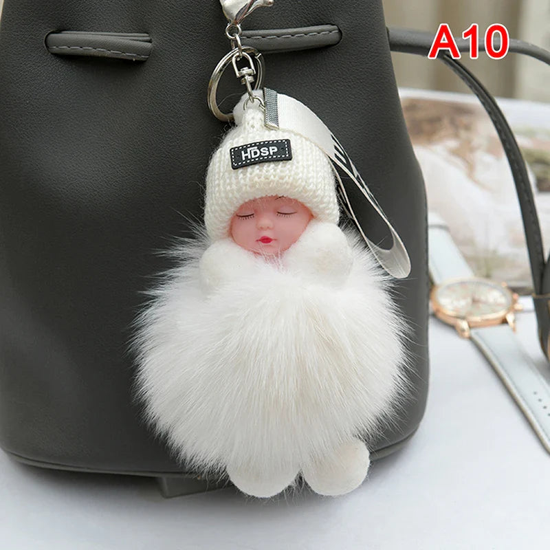 Pompom Sleeping Baby Keychain Plush Bag Charm Cute Gift A10 - Tophatter Daily Deals