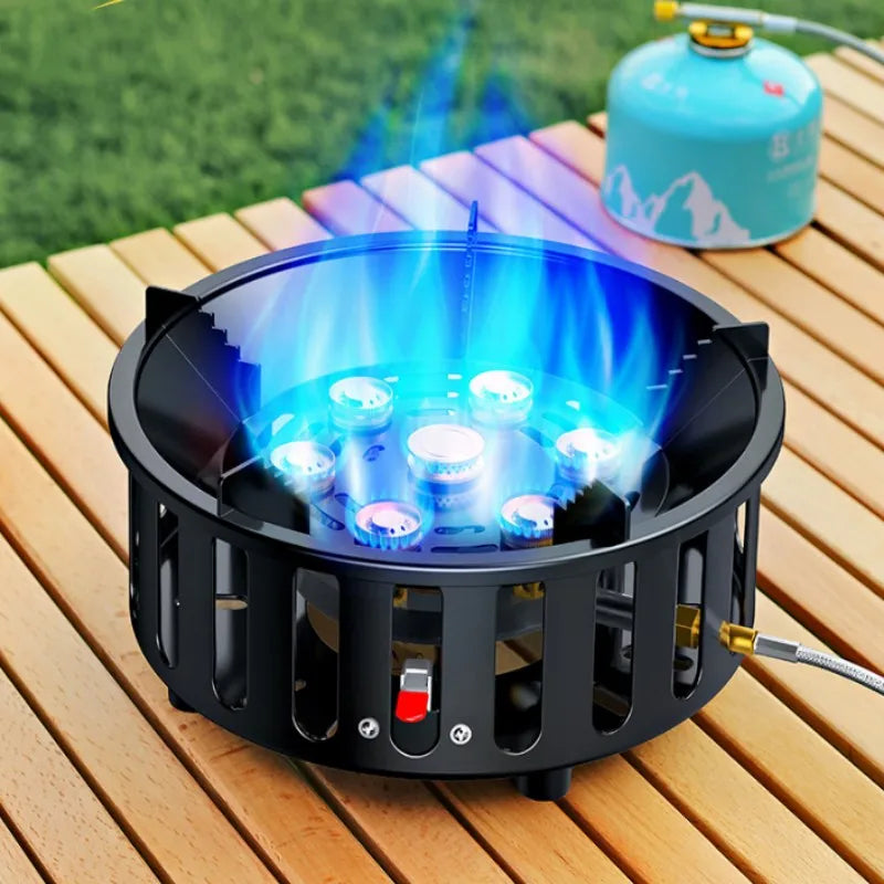7-Core High-Power Camping Gas Stove Black Camp Cooking - Tophatter Daily Deals