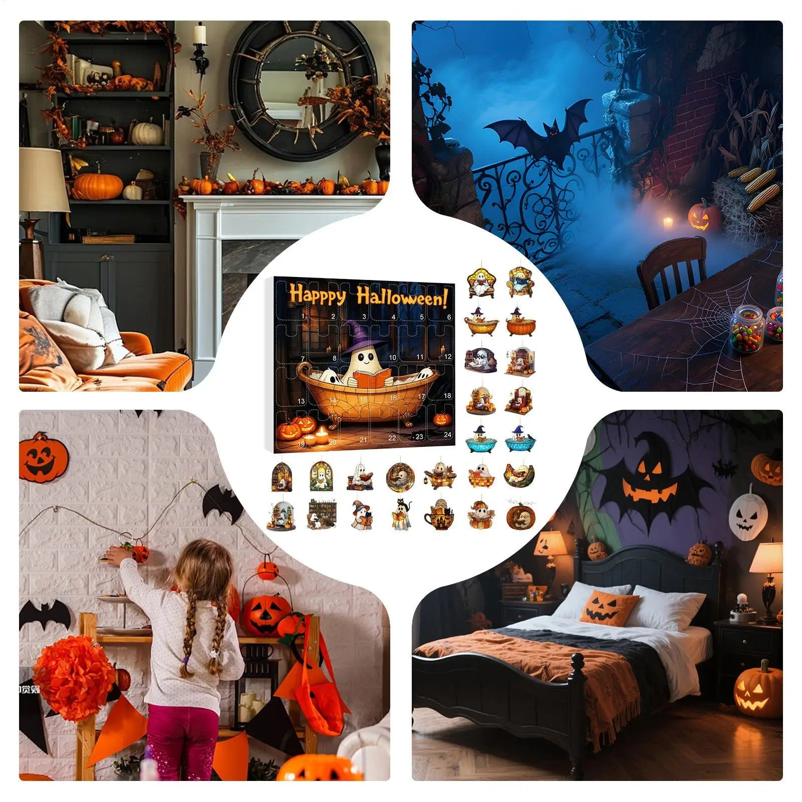 Halloween Advent Calendar 24 Days Ghost Pendant Decor - Tophatter Daily Deals