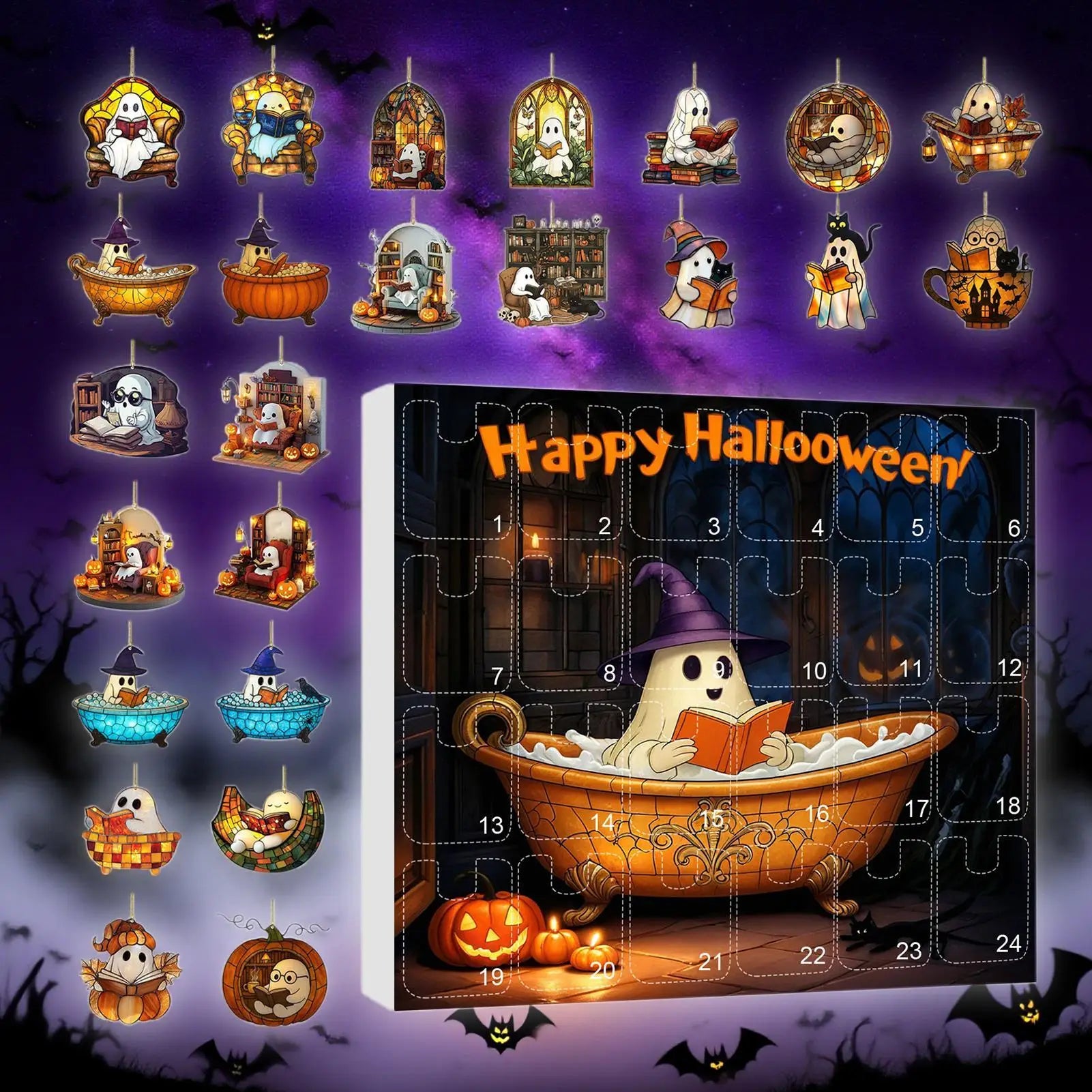 Halloween Countdown Calendar 24 Acrylic Ghosts Decor - Tophatter Daily Deals