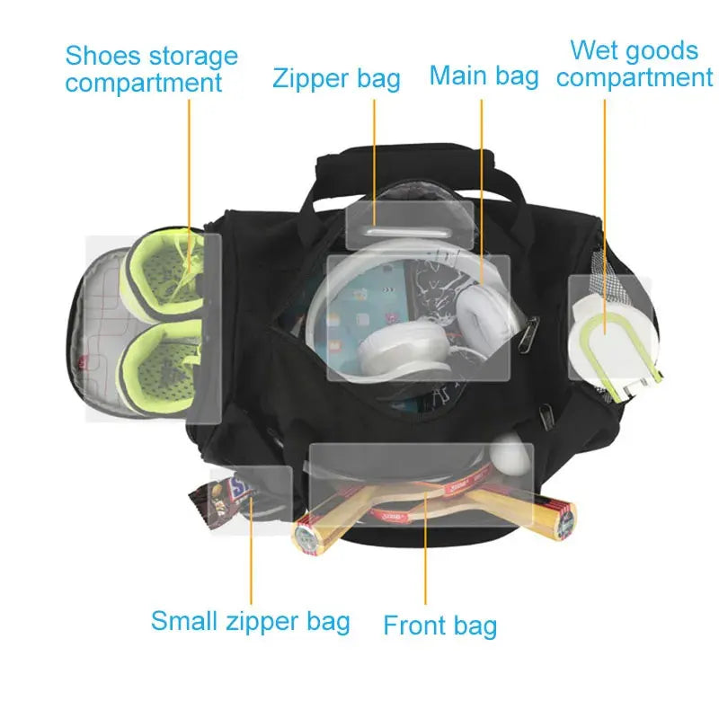 Outdoor Training Bag Wet Dry Separation Black Duffel Bags - Tophatter Daily Deals