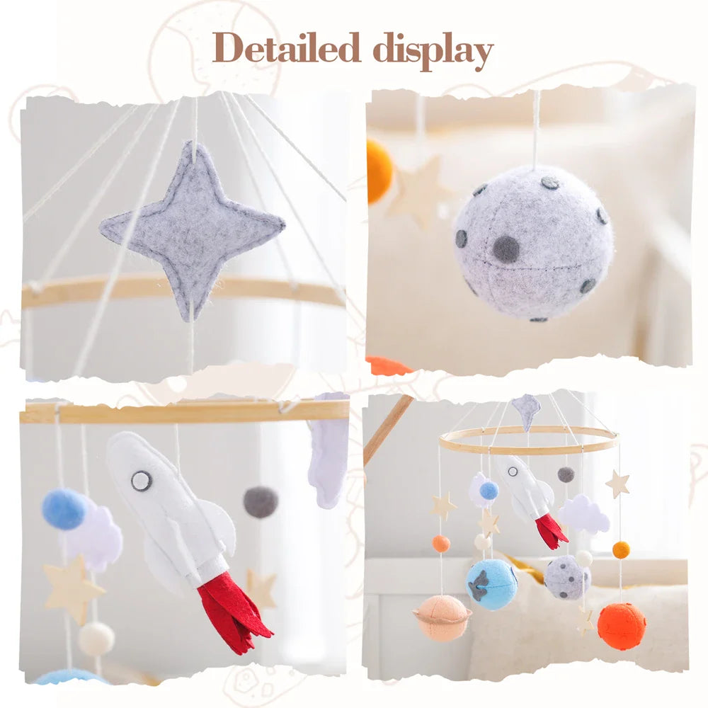Wooden Rocket Crib Mobile Newborn Sensory Toys Soothing - Tophatter Daily Deals