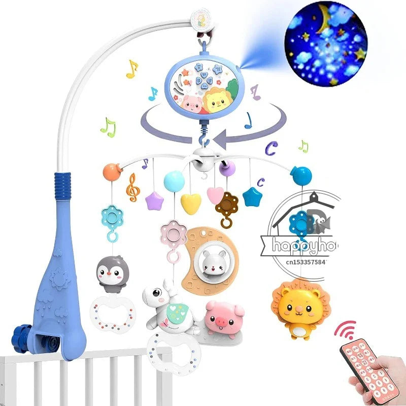Crib Mobile Remote Music Light Newborn Sensory Toys ET0732-blue - Tophatter Daily Deals