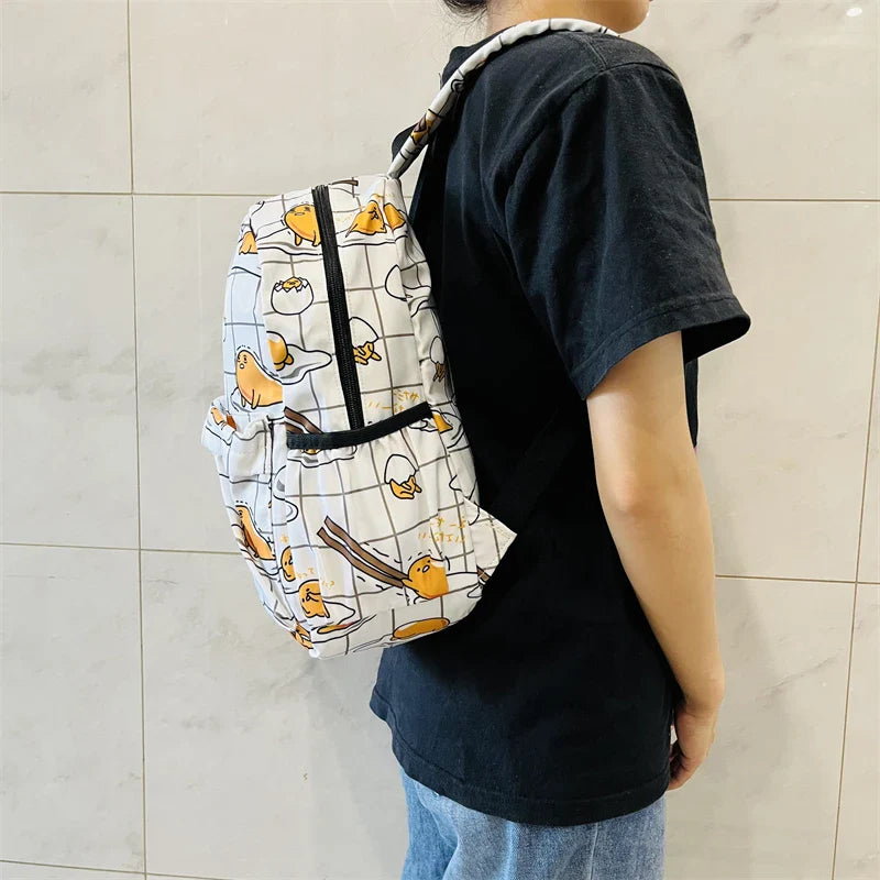 Sanrio Gudetama White Backpack Rucksack Schoolbags Travel Lazy Egg Food - Tophatter Daily Deals