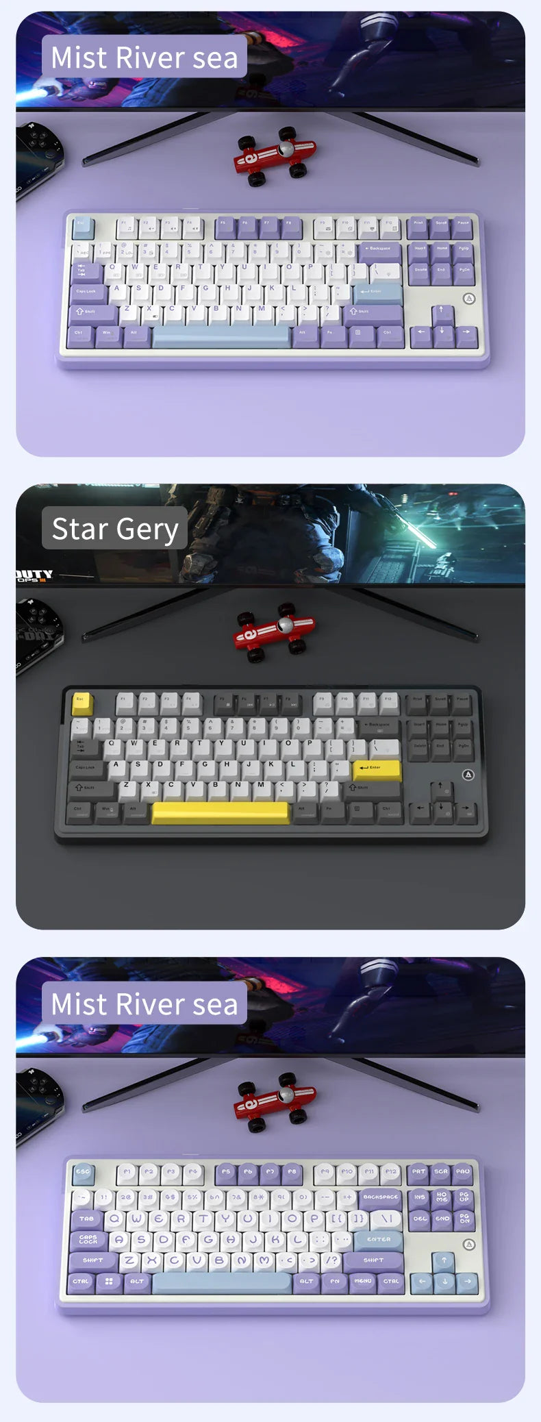 Mechanical Keyboard 87 Key Tri Mode RGB Hot Swappable - Tophatter Daily Deals