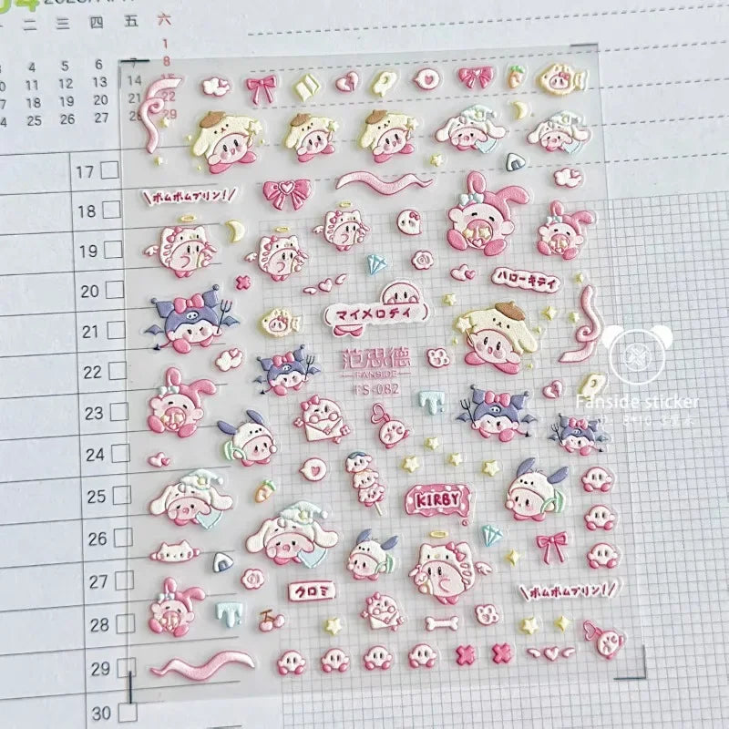 Kirby Waterproof Embossed Decorative Stickers Kirby Anime - Tophatter Daily Deals