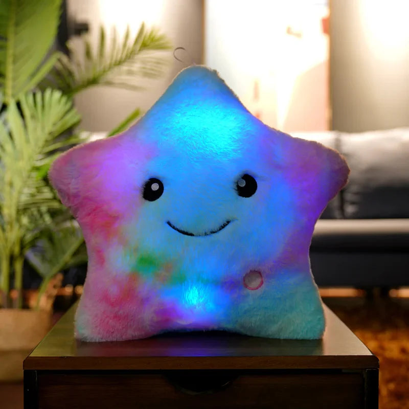 Luminous Star Plush Glowing LED Stars Cushion Multicoloured Outer Space - Tophatter Daily Deals