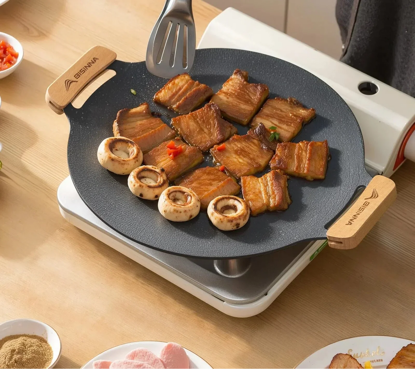 Outdoor BBQ Grill Pan Non-Stick Black Camp Cooking - Tophatter Daily Deals