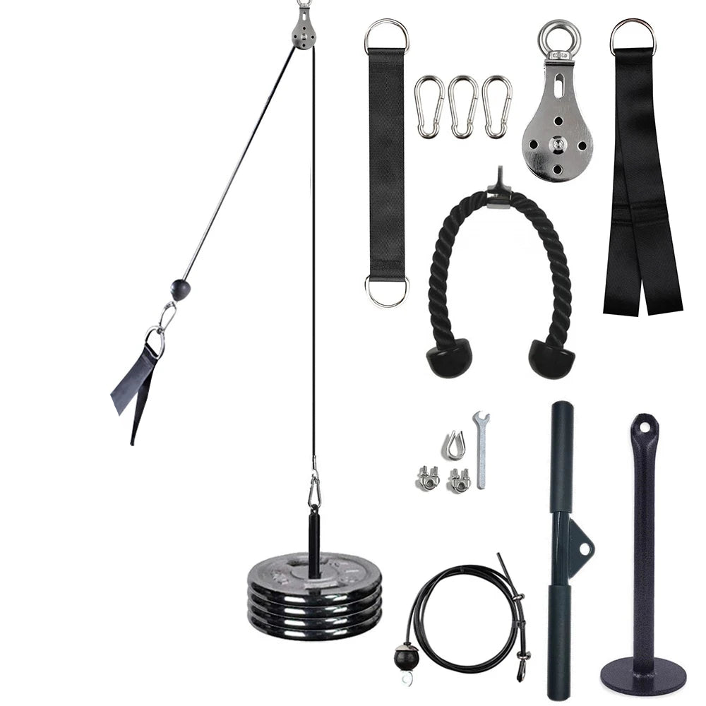 Fitness Pulley Cable Machine System Black Fitness - Tophatter Daily Deals