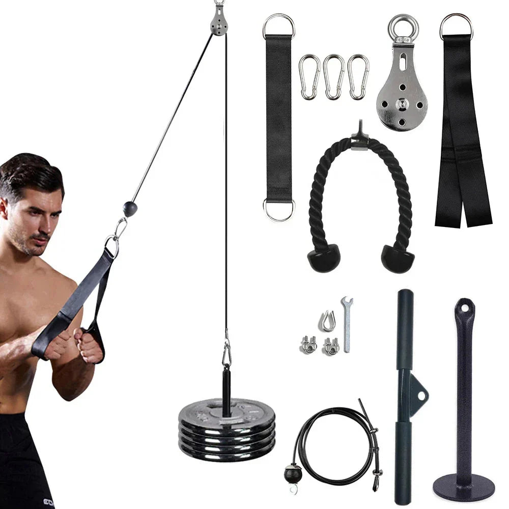 Fitness Pulley Cable Machine System Black Fitness - Tophatter Daily Deals