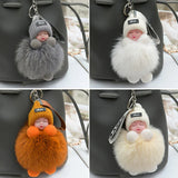 Pompom Sleeping Baby Keychain Plush Bag Charm Cute Gift - Tophatter Daily Deals
