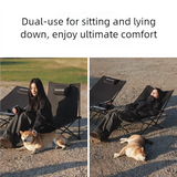 Camping Folding Recliner Chair with Cotton Pillow Black Camp Furniture - Tophatter Daily Deals