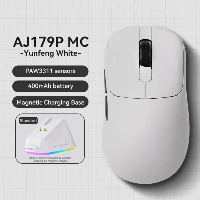 Gaming Mouse Magnetic Charging Ergonomic Lightweight Wireless AJ179P MC-White - Tophatter Daily Deals