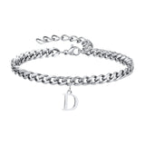 Initials Cuban Link Bracelet Stainless Steel Adjustable D - Tophatter Daily Deals