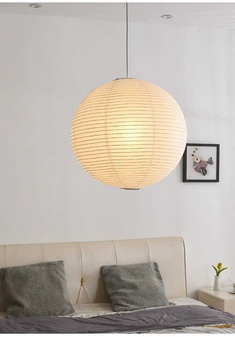 Japandi Wabi Sabi Round Pendant Light E27 LED Hanging Cozy Lamp - Tophatter Daily Deals