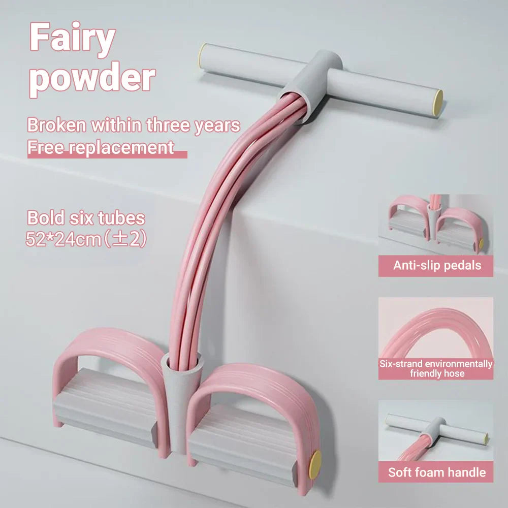 Resistance Band 6 Tube Pedal Puller Fitness Trainer Gray - Tophatter Daily Deals