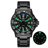 Military Watch Green Nylon Strap 50m Waterproof Luminous Steel black - Tophatter Daily Deals