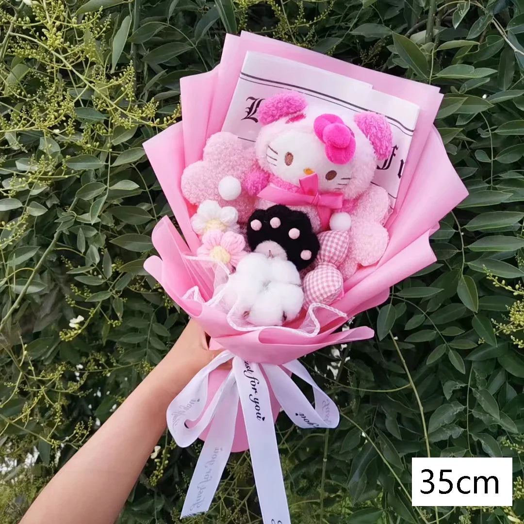 Sanrio Hello Kitty Plush Bouquet Flowers Hello Kitty (Pink x Black) Flowers - Tophatter Daily Deals
