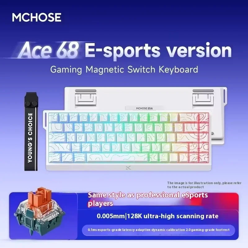 Hall Effect 68 Key Magnetic Gaming Keyboard Topographic RGB ACE68-TTC-White Fast Ship - Tophatter Daily Deals