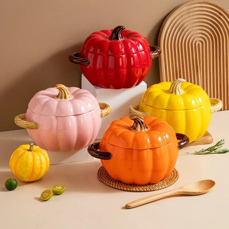 Ceramic Soup Pot Pumpkin Lid Porcelain Large Fall 2025 - Tophatter Daily Deals
