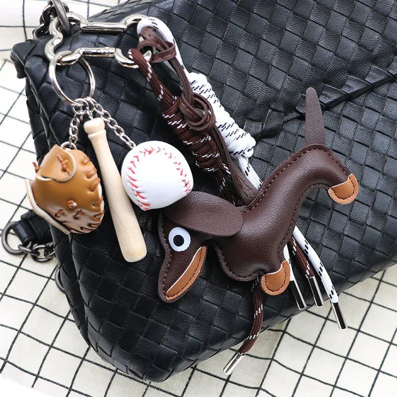 Dachshund Pu Leather Bag Charm Baseball Keychain Gift - Tophatter Daily Deals