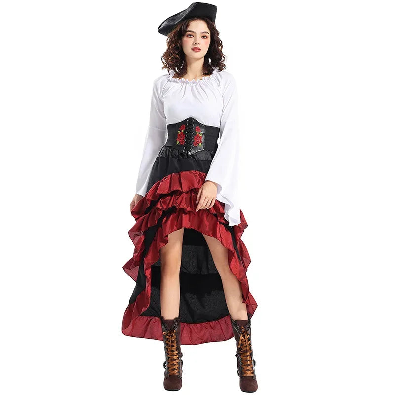 Pirate Costume Corset Dress Halloween Medieval Captain Look White - Tophatter Daily Deals