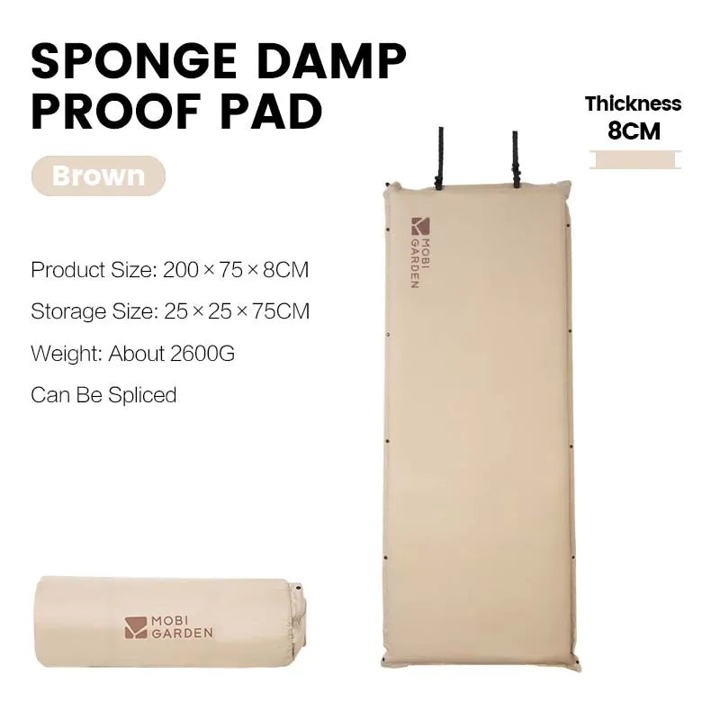 Inflatable Camping Air Mat Single with PU Foam Core Brown Camp Furniture - Tophatter Daily Deals