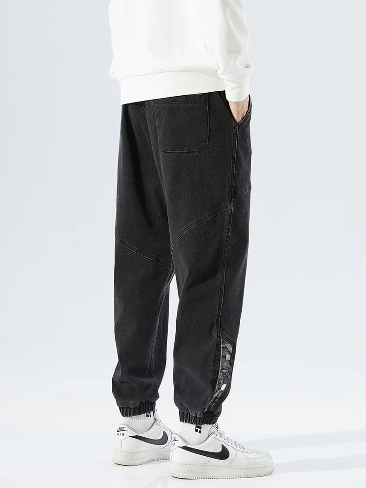 Stretchy Relaxed Men's Denim Joggers - Baggy Tapered, Denim - Tophatter Daily Deals