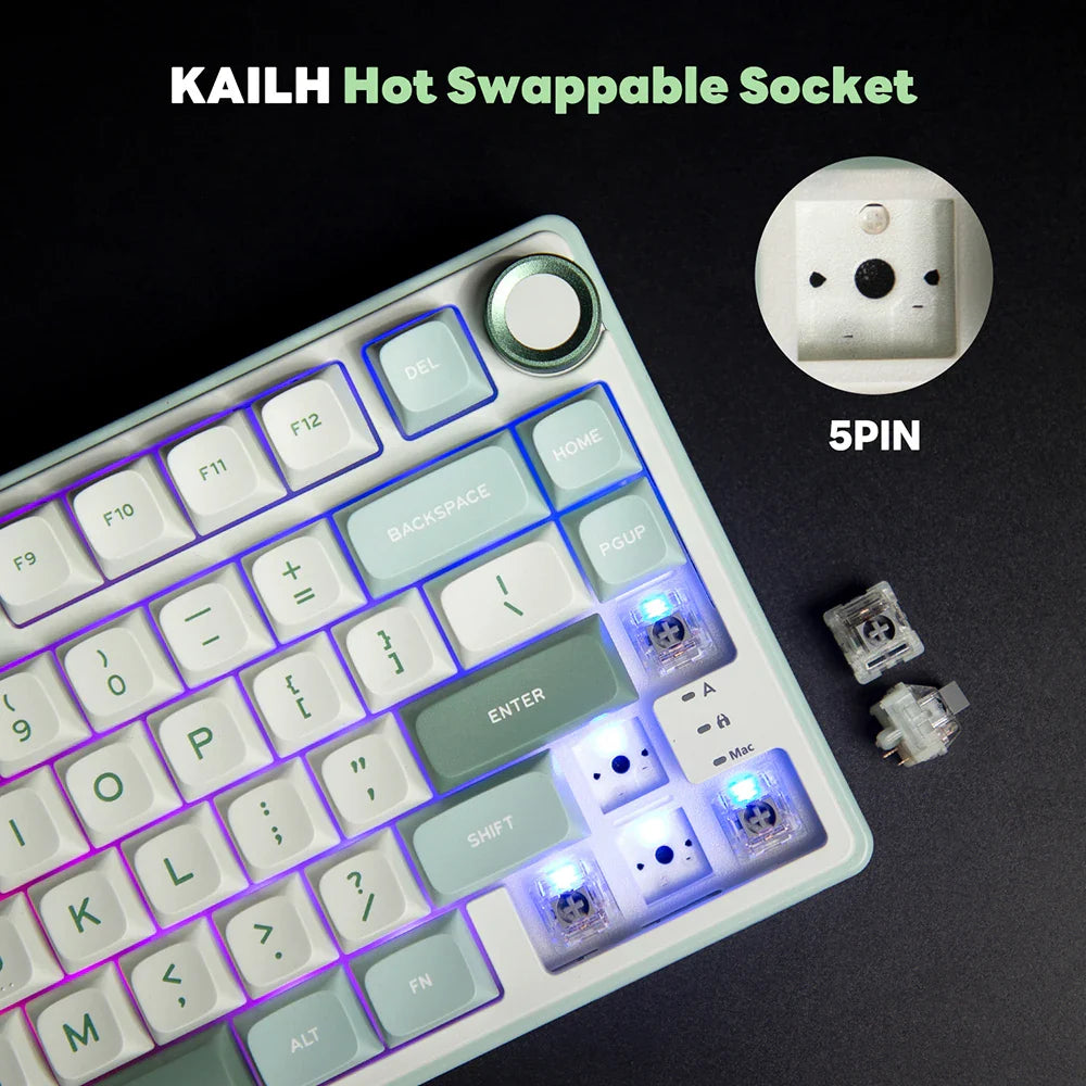 Mechanical Keyboard R75 Gasket 80Key RGB Hot Swap Spanish - Tophatter Daily Deals