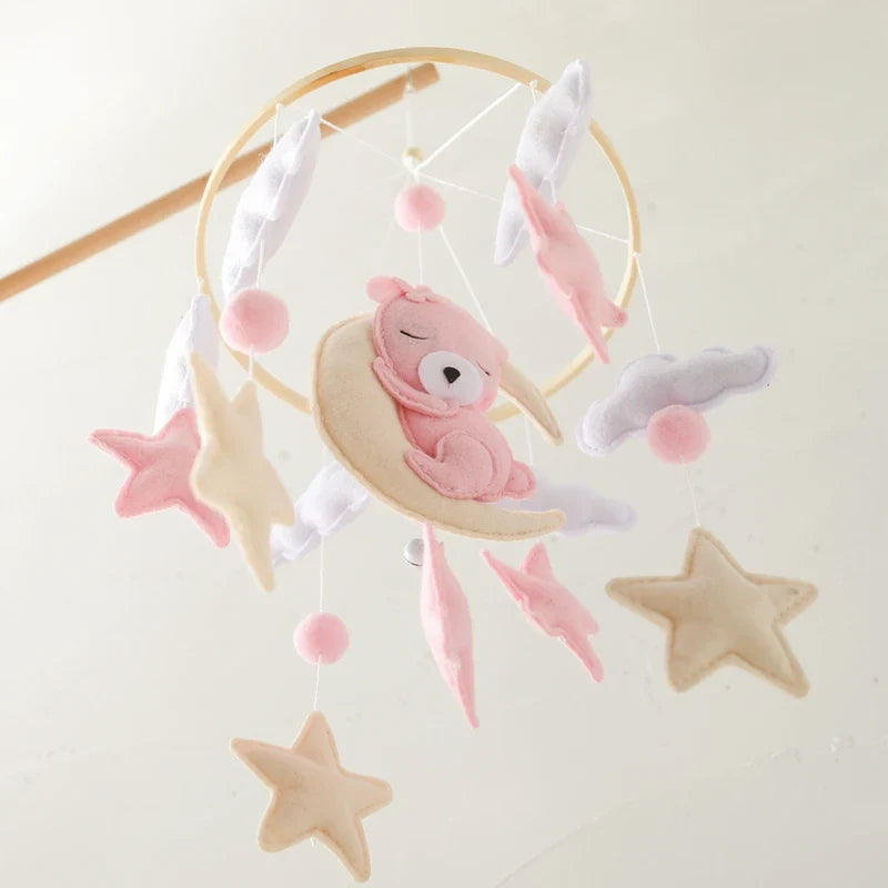 Wooden Crib Mobile Felt Bear Musical Newborn Sensory Toys - Tophatter Daily Deals