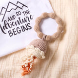 Crochet Bear Teether Rattle Ring Newborn Sensory Toys - Tophatter Daily Deals