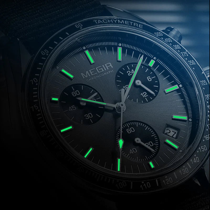 Quartz Chronograph Watch Blue Nylon Strap Waterproof - Tophatter Daily Deals