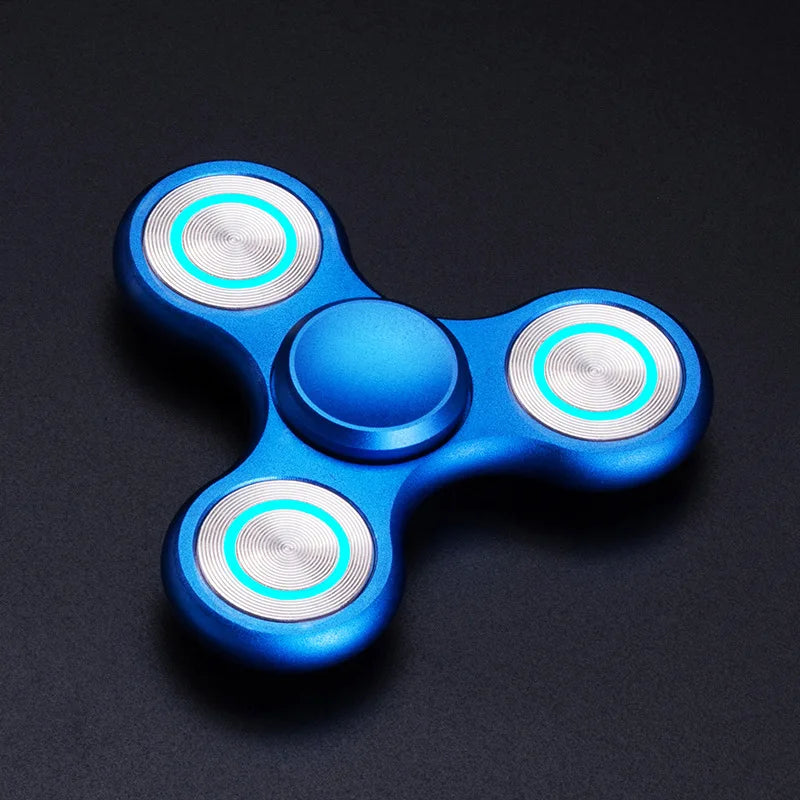 Fidget Spinner Luminous Metal Triangle EDC Desk Focus Toy Sapphire - Tophatter Daily Deals