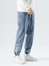 Stretchy Relaxed Men's Denim Joggers - Baggy Tapered, Denim - Tophatter Daily Deals