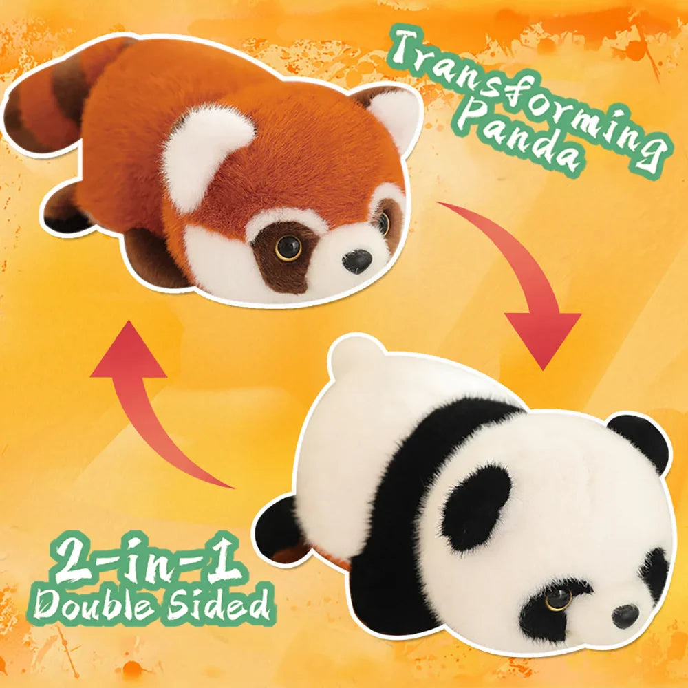 Double-Sided Panda Raccoon Plush Toy Red Panda Animals - Tophatter Daily Deals