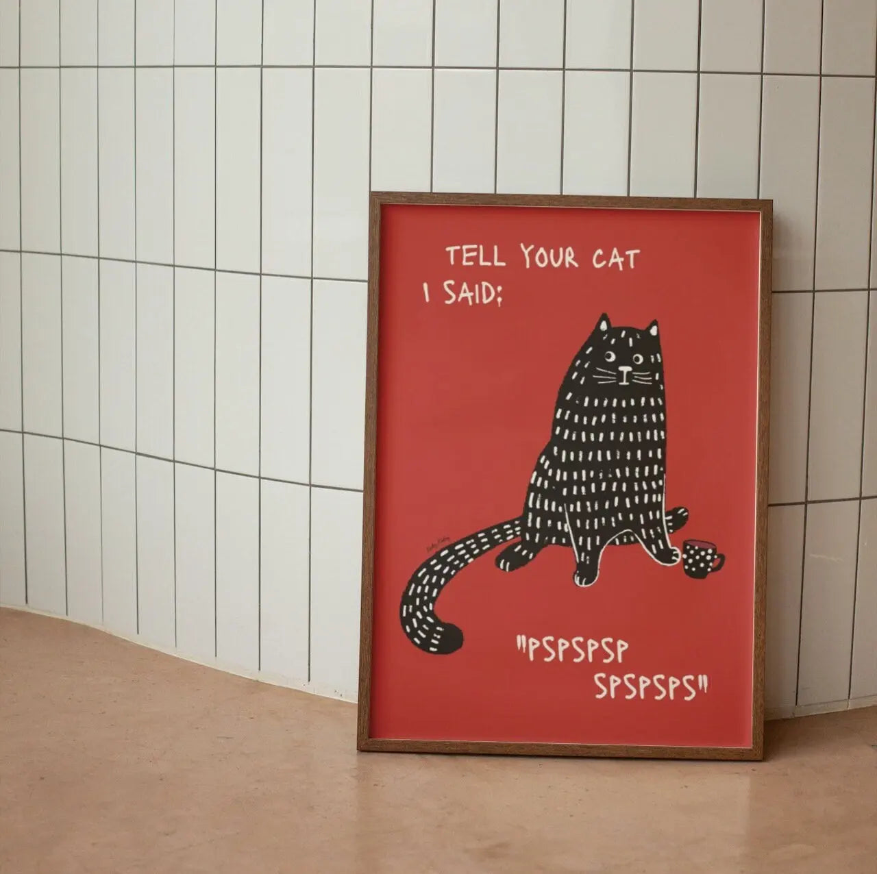 Black Cat Wall Art Red Orange Canvas Print Waterproof 05 - Tophatter Daily Deals