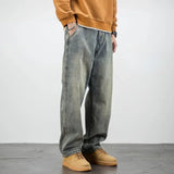 Oversized Men's Denim Jeans - Loose Straight Cut, Washed - Tophatter Daily Deals