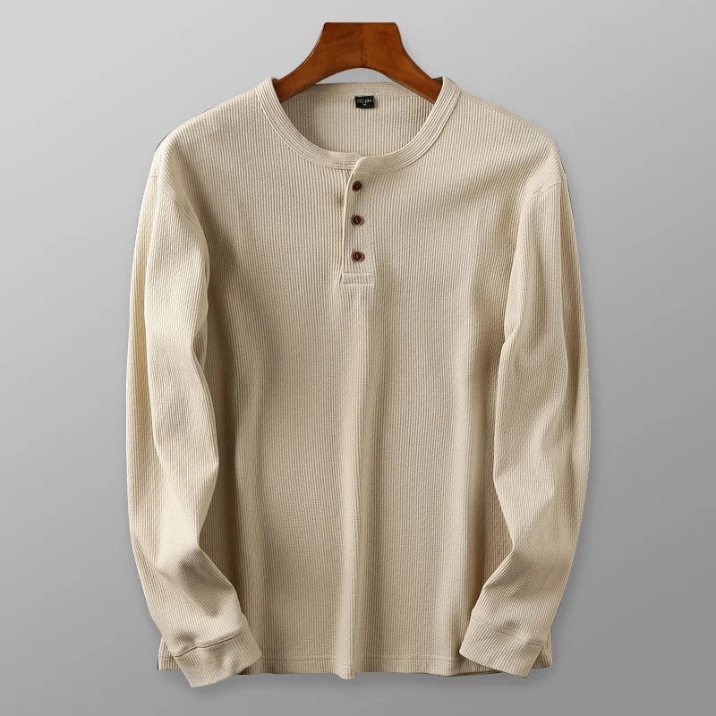 Soft Classic Men's Long Sleeve Pullover - Henley Knit - Tophatter Daily Deals