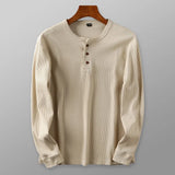 Soft Classic Men's Long Sleeve Pullover - Henley Knit - Tophatter Daily Deals