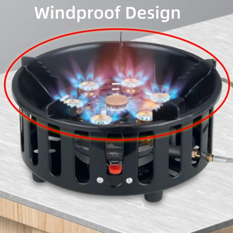 7-Core High-Power Camping Stove Gas Burner Black Camp Cooking - Tophatter Daily Deals