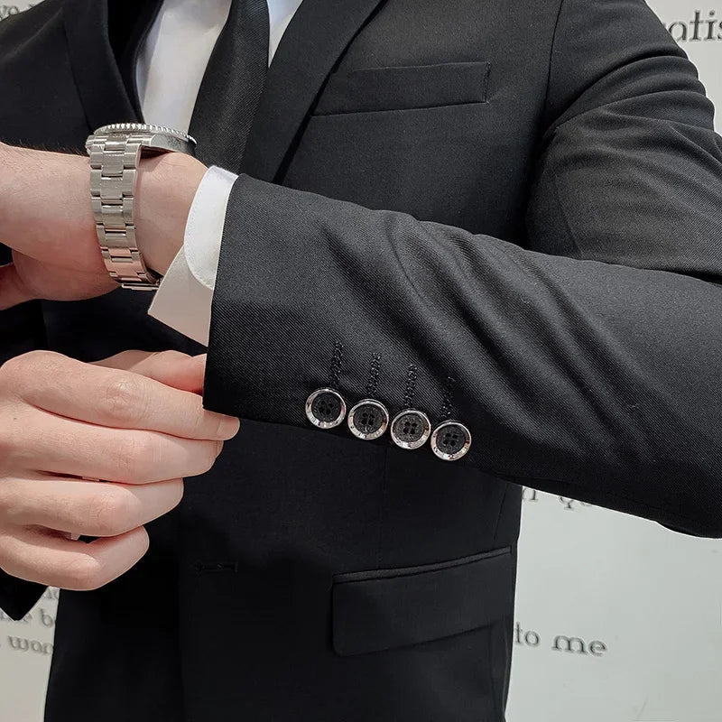 Mens Business Suit Set Blazer (Black) Apparel & Accessories > Clothing > Suits - Tophatter Daily Deals