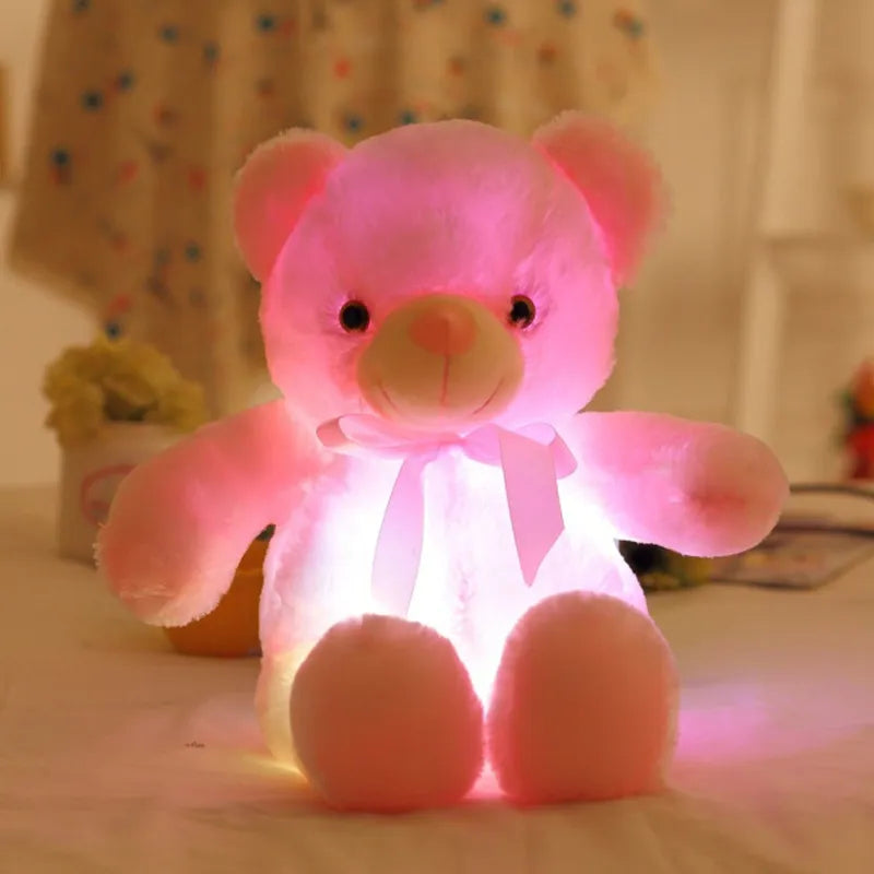 Light-Up LED Glowing Teddy Bear Stuffed Animal Plush Toy Pink Animals - Tophatter Daily Deals