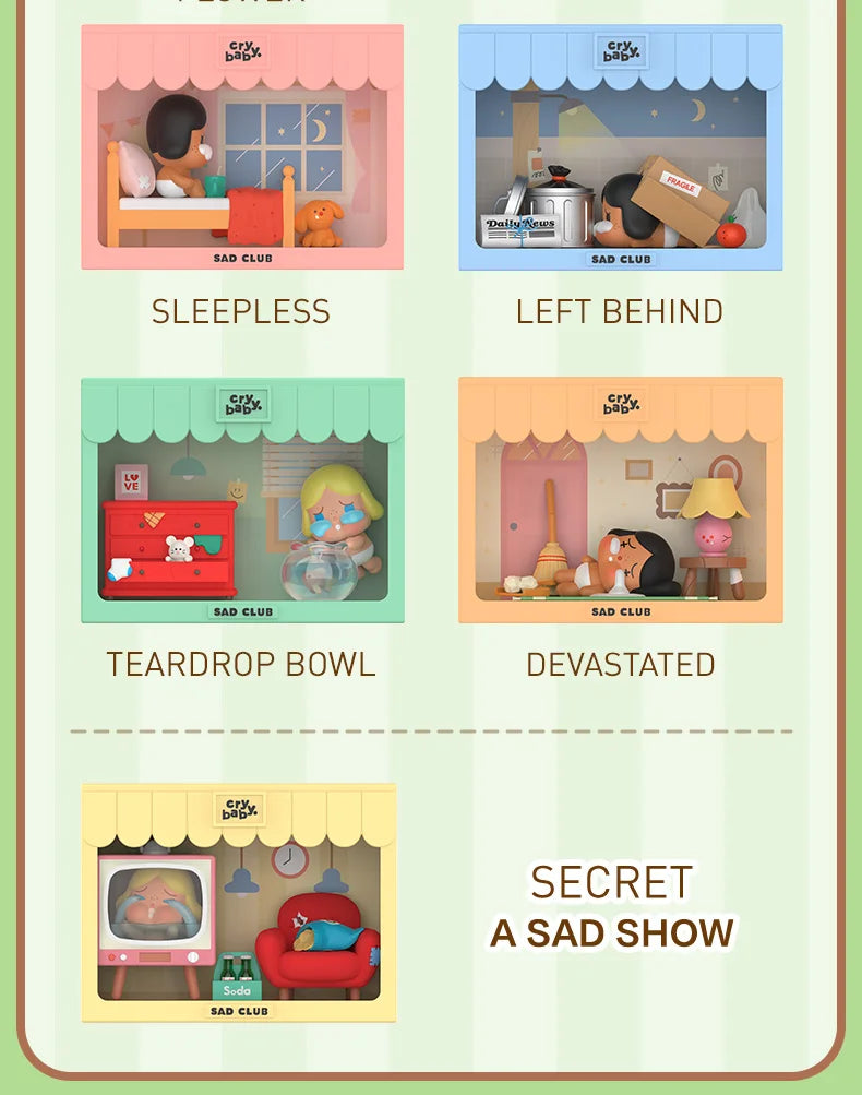 Genuine Pop Mart Crybaby Sad Club Series Figurine Scene Sets by Molly Flowers - Tophatter Daily Deals