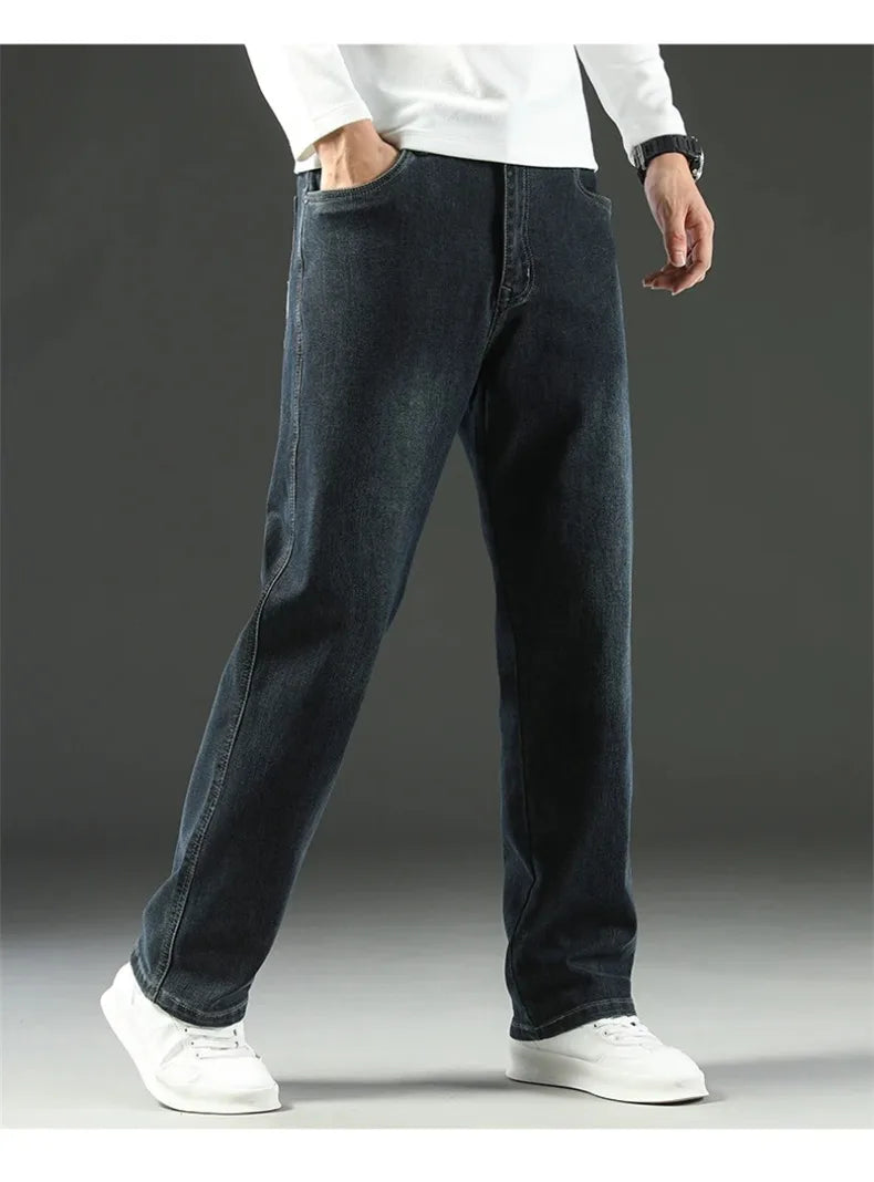 Stretchy Men’s Jeans - Wide Leg, Cotton, Business Casual - Tophatter Daily Deals