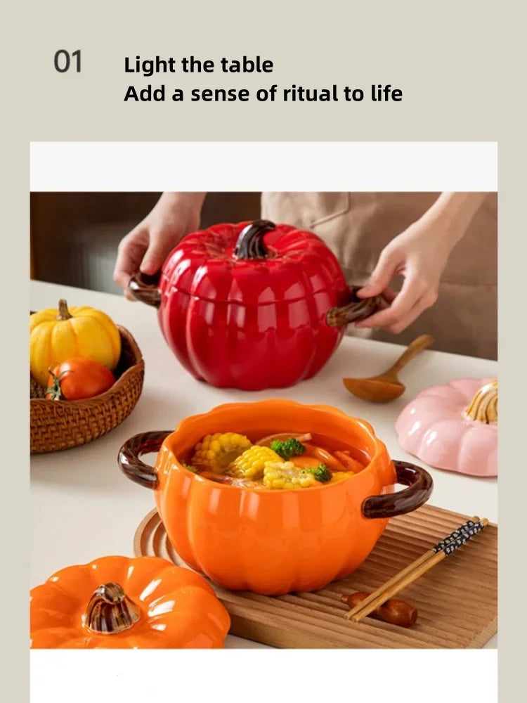 Pumpkin Soup Pot 1.4L Ceramic Bowl With Lid Halloween - Tophatter Daily Deals