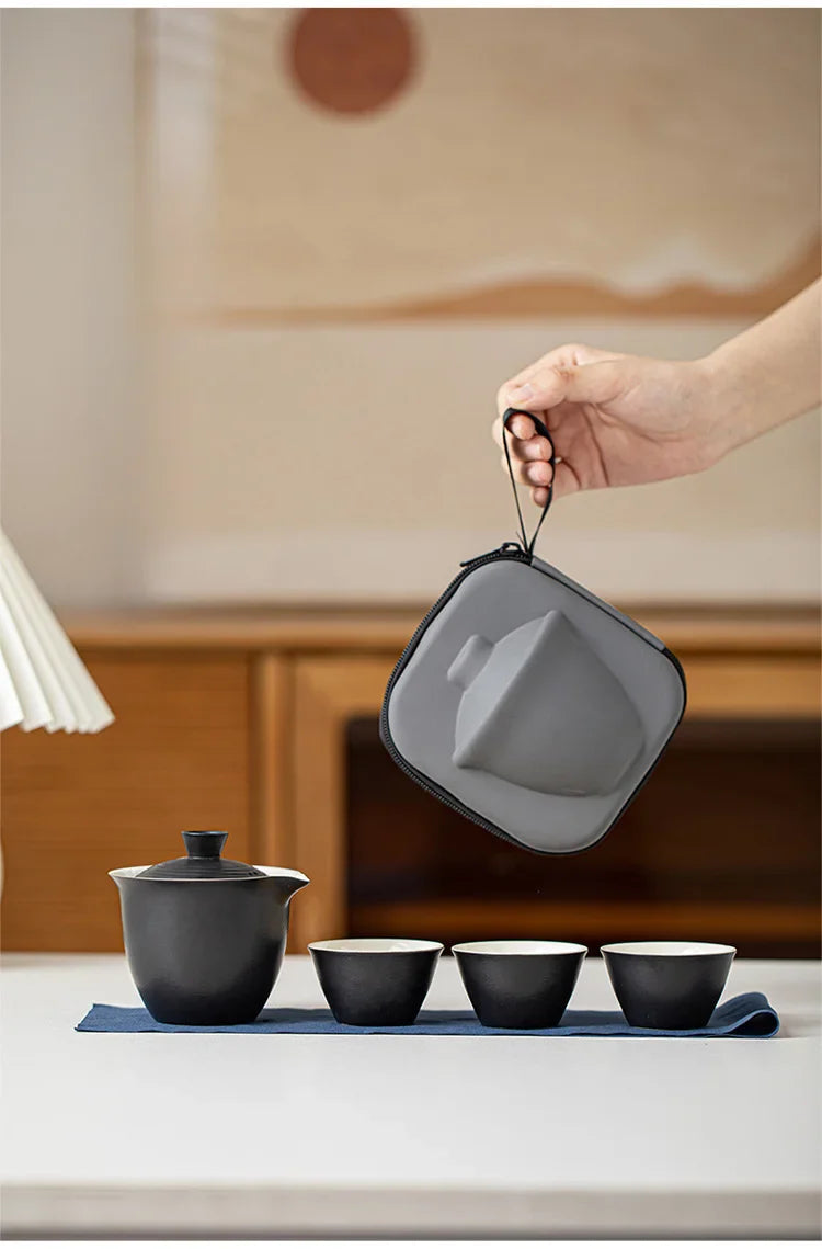 Portable Ceramic Travel Tea Set With Case Gift Kit - Tophatter Daily Deals