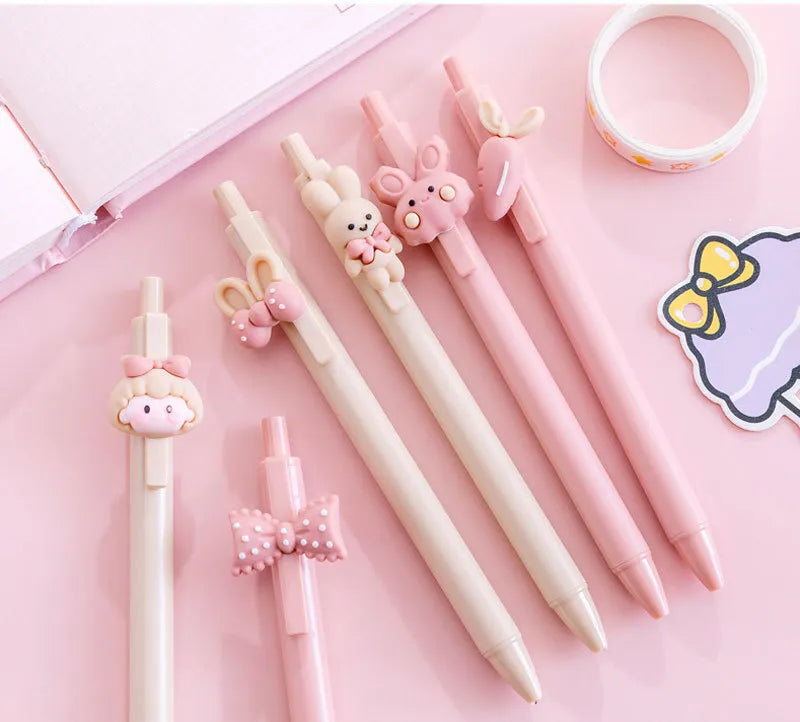 4 Kawaii Rabbit Mechanical Gel Ink Pens School Office Writing Supplies Stationery Pen 0.5mm Animals - Tophatter Daily Deals