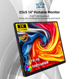 2K 14 Inch Portable Monitor 60Hz HDR Lightweight Travel - Tophatter Daily Deals